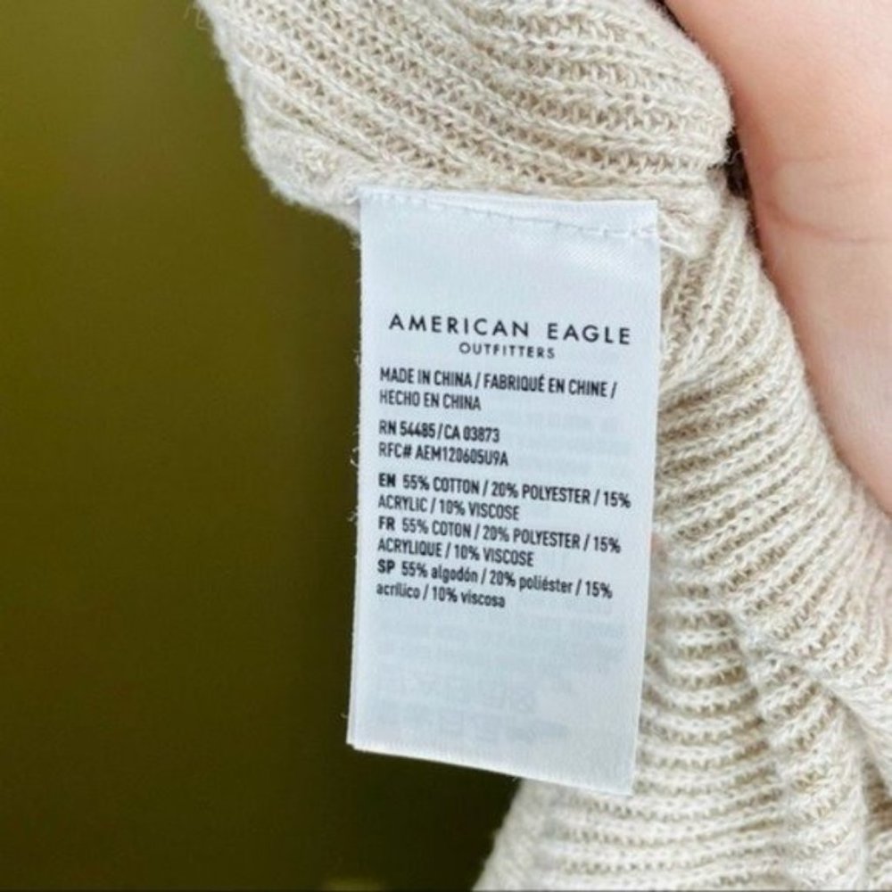 American Eagle Beige Striped Oversized Sweater XS - Picture 5 of 7